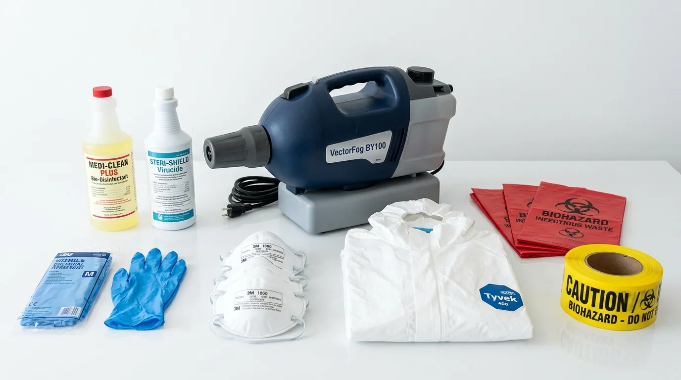 Professional biohazard remediation crew working in El Camino Real